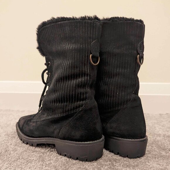 Black Aquatalia by Marvin K Lace Up Suede Winter Boots - Picture 3 of 4